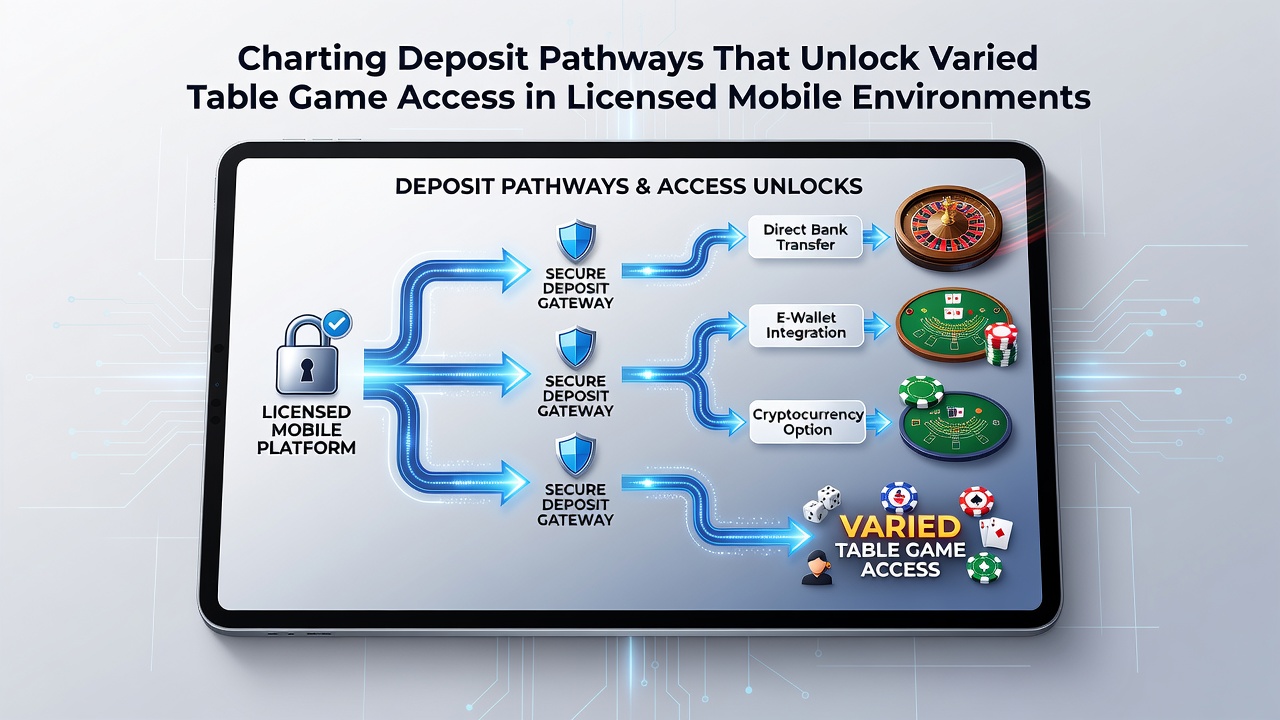 Player using mobile device to complete deposit and access live table games