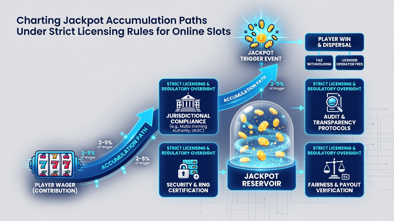 Screenshot of a regulatory compliance dashboard tracking jackpot contributions and seed funding across licensed slot operators