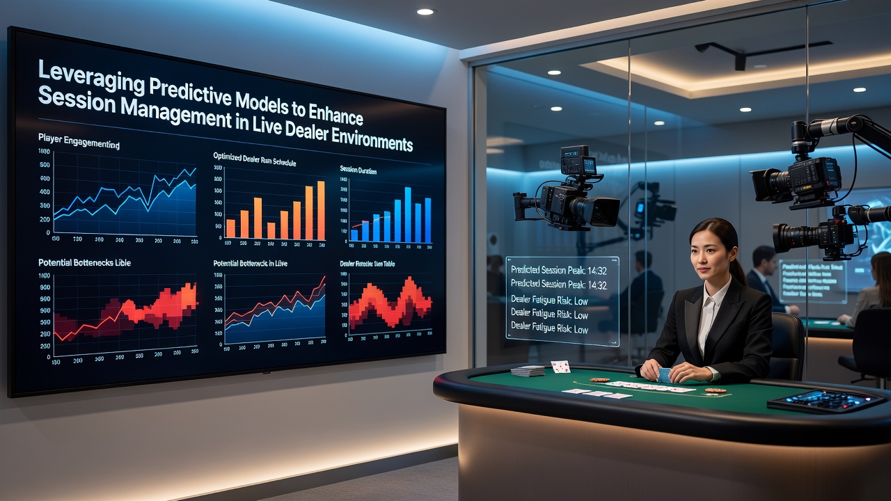 Live dealer table with overlaid analytics dashboard showing session predictions
