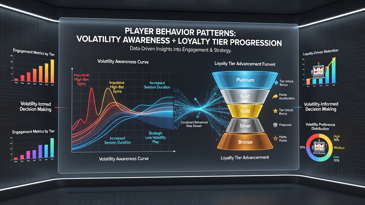 Detailed view of loyalty program interface displaying tier benefits alongside volatility ratings for popular slot titles