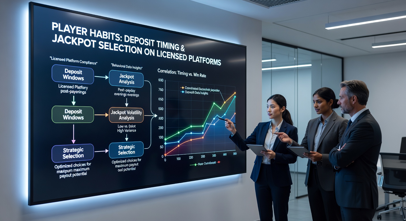 Analytics dashboard displaying deposit timing correlations with jackpot selections on a regulated gaming site