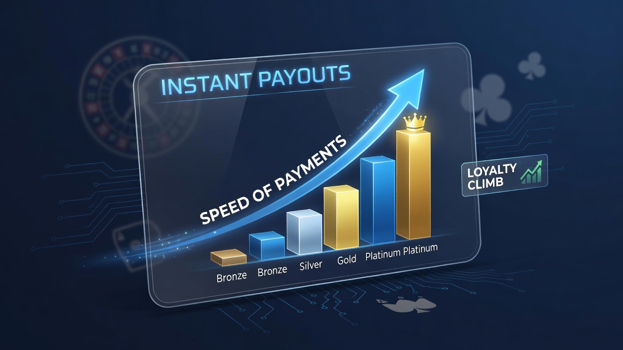 Player reviewing loyalty tier benefits on a mobile device with transaction history visible