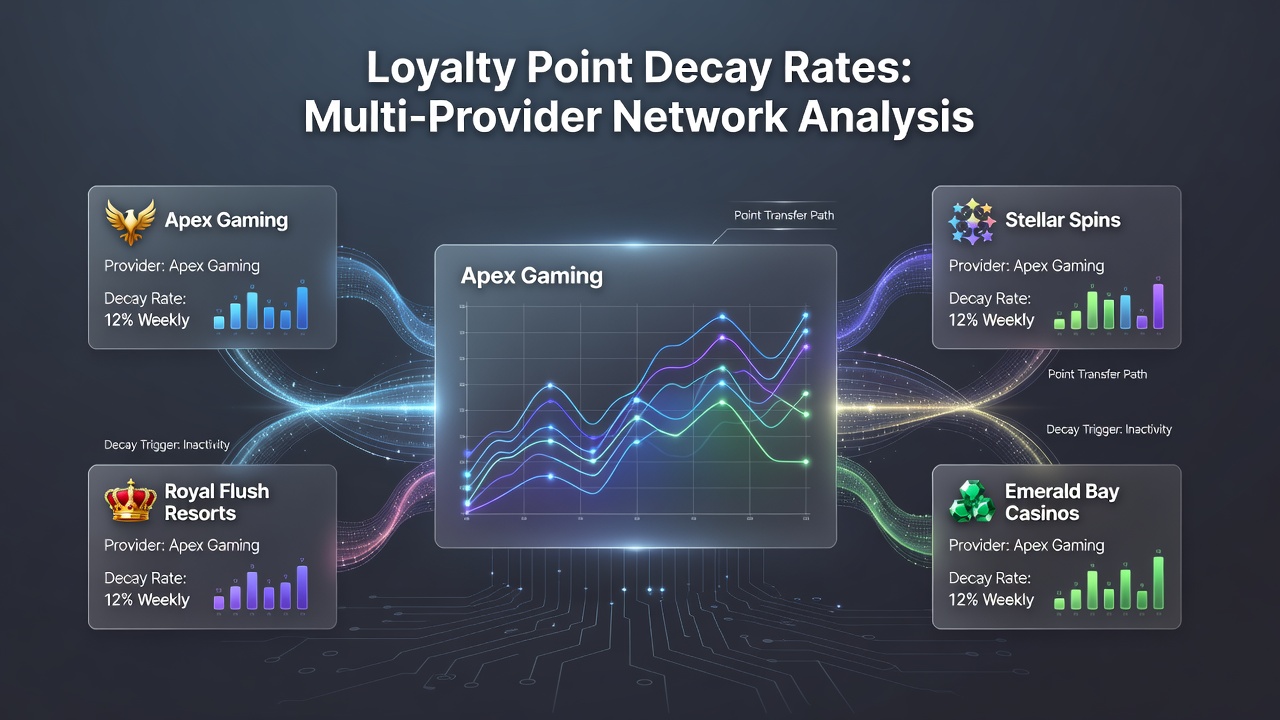 Analytics dashboard screenshot displaying loyalty point balances with decay rate projections and multi-site activity history